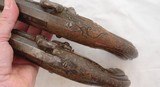PAIR BALKAN PERCUSSION .64 CAL. OFFICER’S PISTOLS W/ ORNATE FLORAL WIRE INLAID STOCKS CA. 1850’S. - 5 of 10