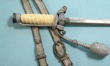 WW2 F. W. HOLLER GERMAN ARMY (HEER) DAGGER AND SCABBARD W/ GENERAL OFFICER’S HANGERS AND PORTAPEE. - 2 of 7