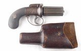 FINE F. BARNES & CO., LONDON PERCUSSION PEPPERBOX DERRINGER WITH ORIGINAL HOLSTER