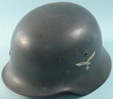 WW2 WWII GERMAN LUFTWAFFE M35 DOUBLE DECAL HELMET W/LINER AND CHIN STRAP. - 1 of 4