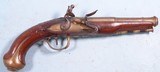 VERY FINE REVOLUTIONARY WAR ERA FRENCH FLINTLOCK BRASS CANNON BARRELLED FLINTLOCK OFFICER’S PISTOL CIRCA 1770’S. - 1 of 11