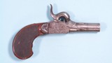 FINE BELGIAN PERCUSSION TURN-BARREL SINGLE SHOT RETRACTABLE TRIGGER POCKET PISTOL CA. 1835-40. - 1 of 6