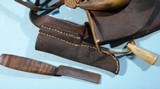 EXCEPTIONAL SOUTHERN LONGRIFLE HUNTING BAG W/ PAIR OF ENGRAVED SILVER MOUNTED POWDER HORNS DATED 1919. - 6 of 7