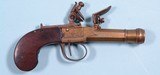FRENCH BRASS CANNON BARREL FLINTLOCK BOXLOCK POCKET PISTOL CIRCA LATE 1700’S. - 2 of 8
