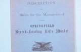 VINTAGE REPRINT OF UNITED STATE ARMORY TM MANUAL FOR U.S. SPRINGFIELD 1866 2ND MODEL ALLIN BREECH-LOADING RIFLE MUSKET, BY RILING & DEPT OF THE ARMY. - 2 of 6