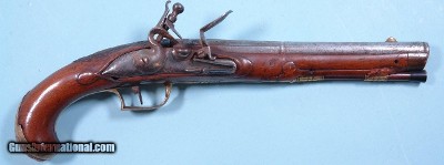 AMERICAN COLONIAL AND REVOLUTIONARY WAR ERA GERMAN FLINTLOCK OFFICER’S PISTOL CIRCA 1740-60’S.