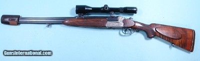 31906- FRANZ SODIA, FERLACH O/U DOUBLE 7X65R RIFLE CIRCA 1963 WITH SCOPE.