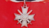 WW2 WWII GERMAN KNIGHT’S CROSS OF WAR MERIT WITH CROSSED SWORDS AND RIBBON. - 2 of 8