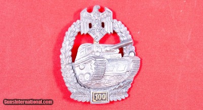 ORIGINAL WWII WW2 GERMAN WEHRMACHT TANK ASSAULT 100 ENGAGEMENT BADGE.