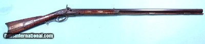 WESTERN VIRGINIA SILVER INLAID TIGER MAPLE PERCUSSION HALF STOCK RIFLE CIRCA 1840-50.