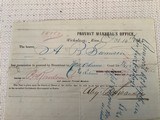 Civil War Union Travel Permit Vicksburg to New Orleans Oct. 14, 1864.