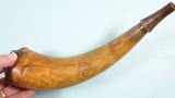 FINE 18TH CENTURY ENGRAVED AND TACKED PENNSYLVANIA POWDERHORN OR POWDER HORN. - 1 of 13