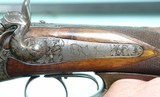 GERMAN HAMMER DOUBLE BREECH LOADING GAME SCENE/OAK LEAF ENGRAVED GOLD INLAID THREE BARREL SET BY M. HASSELMANN OF FRANKFORT,  CIRCA 1890’S. - 22 of 24