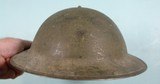 WW1 WWI U.S. MODEL 1917 DOUGHBOY HELMET W/ LEATHER LINER INSCRIBED “PVT. CLYDE FOSTER/HQ CO. I/186TH INF”. - 1 of 10