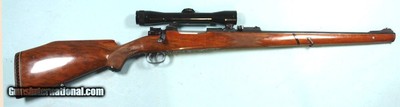 FR. WILLM. HEYM MAUSER MODEL 98 FACTORY ENGRAVED BOLT ACTION .270 WIN. CAL. W/ MANNLICHER STYLE RIFLE W/ SCOPE CIRCA 1950’S.