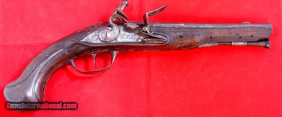 REVOLUTIONARY WAR FRENCH FLINTLOCK OFFICER’S PISTOL BY JOSEPH DUMAREST OF ST. ETIENNE CIRCA 1770’S.