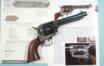 EXCEPTIONAL SPANISH-AMERICAN WAR COLT U.S. MODEL 1873 SINGLE ACTION SAA .45 LC ARTILLERY MODEL REVOLVER WITH FACTORY LETTER.