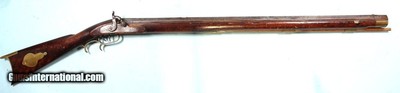 HUNTINGTON COUNTY, PENNSYLVANIA PERCUSSION EXTRA HEAVY BARREL LONG RIFLE BY J.S. JOHNSTON