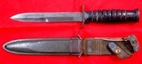 WW2 WWII BOKER U.S. M3 TRENCH KNIFE AND M8 SCABBARD INSCRIBED W/SOLDIER’S NAME, RANK & SERVICE NUMBER.