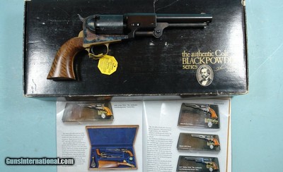 COLT AUTHENTIC SERIES BLACK POWDER 2ND MODEL DRAGOON REVOLVER W/ORIGINAL BOX AND OWNER’S MANUAL.