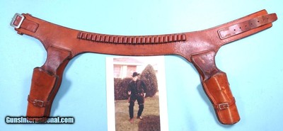 32691-ORIGINAL ARVO OJALA DOUBLE BUSCADERO SIZE 36 RIG FOR .44-40 SINGLE ACTION 4 3/4” REVOLVERS CA. 1960’S.