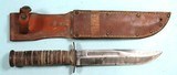 32656-WW2 WWI U.S. MARINE CORPS USMC CAMILLUS K-BAR KBAR FIGHTING KNIFE AND SCABBARD.