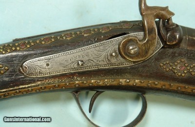 32429-IRISH PERCUSSION 10 BORE DAMASCUS SINGLE FOWLER SIGNED TUMBLTY W/ORNATE AFRICAN DECORATION CIRCA MID TO LATE 1800’S. - Image 4 of 11