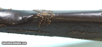 32429-IRISH PERCUSSION 10 BORE DAMASCUS SINGLE FOWLER SIGNED TUMBLTY W/ORNATE AFRICAN DECORATION CIRCA MID TO LATE 1800’S. - Image 9 of 11