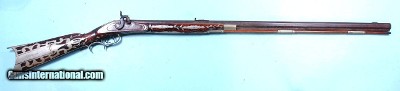 32703 SILVER MOUNTED OHIO PERCUSSION HALF STOCK KENTUCKY RIFLE SIGNED L. BROWN CIRCA 1840-50.