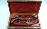 32902 CASED PAIR OF PERCUSSION OFFICERS PISTOLS BY HAMBERGER & CO. OF LONDON, INDENTIFIED TO AN OFFICER OF THE FIRST LIFE GUARDS, CIRCA 1845-55.