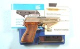32855- INTERARMS GERMAN MAUSER-WERKE MODEL HSC NICKEL .380 CAL. SEMI-AUTO PISTOL CIRCA 1984 NEW IN BOX W/MANUAL, TEST TARGET & EXTRA MAG. - 1 of 5