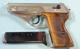 32855- INTERARMS GERMAN MAUSER-WERKE MODEL HSC NICKEL .380 CAL. SEMI-AUTO PISTOL CIRCA 1984 NEW IN BOX W/MANUAL, TEST TARGET & EXTRA MAG. - 3 of 5