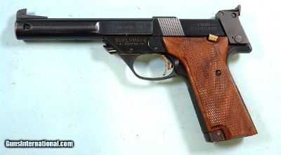32847- HIGH STANDARD SUPERMATIC MILITARY MODEL 107 TROPHY SEMI-AUTO .22LR CAL. 6” TARGET PISTOL.