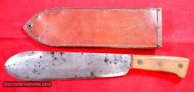 32732- WW2 WWII USMC BOLO KNIFE AND SCABBARD DATED 1944.