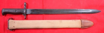 32809-SUPERIOR SPRINGFIELD U.S. MODEL 1905 BAYONET DATED 1918 W/ MODEL 1910 SCABBARD & COVER.