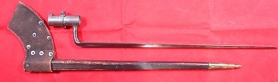 32819-SUPERIOR CIVIL WAR U.S. MODEL 1855 SOCKET BAYONET, SCABBARD AND BELT FROG.