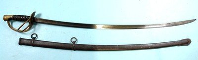 EXCELLENT CIVIL WAR AMES MFG. CO., CHICOPEE, MASS. U.S. MODEL 1860 CAVALRY SABER AND SCABBARD.