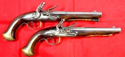 32926- REVOLUTIONARY WAR PAIR OF FRENCH FLINTLOCK OFFICER’S PISTOLS CIRCA LATE 1770’S.