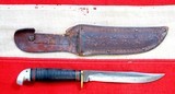 EARLY 1950’s WESTERN BOULDER COLORADO “BIRD AND TROUT” KNIFE WITH ORIGINAL SHEATH.