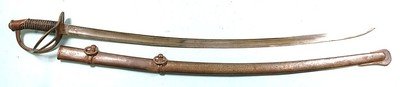 CIVIL WAR P.S. JUSTICE / PHILADELPHIA U.S. MODEL 1840 HEAVY CAVALRY SWORD AND SCABBARD