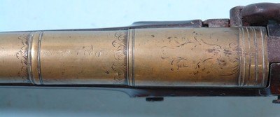 IRISH PERCUSSION CONVERSION BRASS BARREL BLUNDERBUSS SIGNED “DUBLIN” ON BARREL CIRCA EARLY 1800’S. - Image 6 of 10