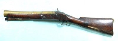 IRISH PERCUSSION CONVERSION BRASS BARREL BLUNDERBUSS SIGNED “DUBLIN” ON BARREL CIRCA EARLY 1800’S. - Image 2 of 10