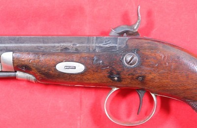 PHILADELPHIA PA. WILLIAM T. HOWELL SILVER MOUNTED DERINGER STYLE PERCUSSION BELT PISTOL CA. 1840’S-50’S - Image 4 of 8