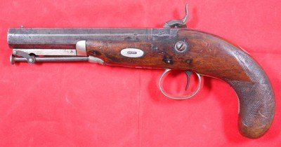 PHILADELPHIA PA. WILLIAM T. HOWELL SILVER MOUNTED DERINGER STYLE PERCUSSION BELT PISTOL CA. 1840’S-50’S - Image 2 of 8