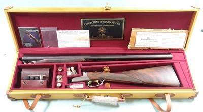 CSMC RBL 20 GAUGE (20GA)-28” LAUNCH EDITION SIDE X SIDE EJECTOR SHOTGUN IN ORIG. LUGGAGE CASE W/ACCESSORIES.