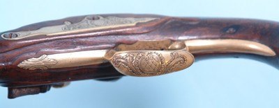 ORNATE REVOLUTIONARY WAR ERA GERMAN FLINTLOCK BRASS BARREL OFFICER’S PISTOL CIRCA 1760’S-70’S. - Image 9 of 11