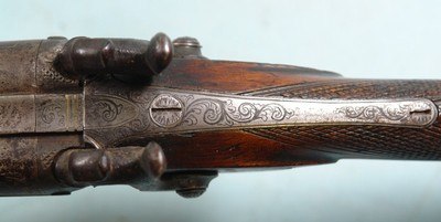 EDWARD CORNING & CO., NEW YORK CITY PERCUSSION 12 GAUGE DOUBLE HAMMER SHOTGUN CA. 1850’S. - Image 5 of 11