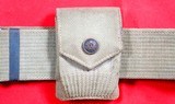 SCARCE WW1 WWI MILLS U.S. MODEL 1910 ARMY OFFICER’S GARRISON WEB PISTOL BELT W/U.S. BUCKLE & CARTRIDGE POUCHES. - Image 4 of 7