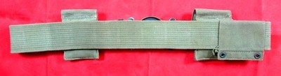 SCARCE WW1 WWI MILLS U.S. MODEL 1910 ARMY OFFICER’S GARRISON WEB PISTOL BELT W/U.S. BUCKLE & CARTRIDGE POUCHES. - Image 5 of 7