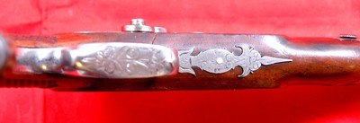 LIEGE (BELGIUM) PERCUSSION OCTAGON DAMASCUS .50 CAL. DUELLING OR DUELING PISTOL CIRCA 1830’S-50’S. - Image 5 of 7